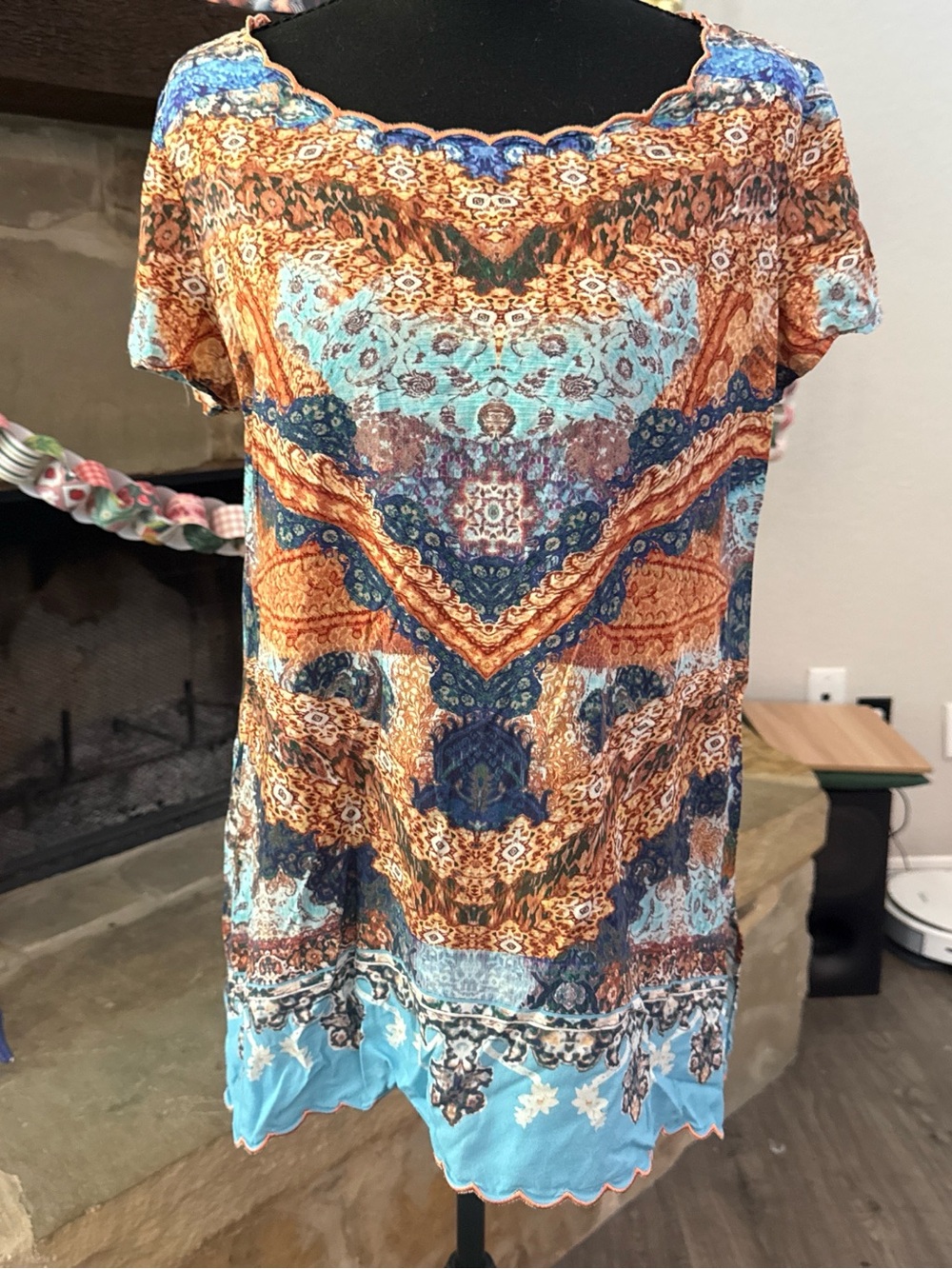 Soft Surroundings Multi-Color Short Sleeve Boho Tunic